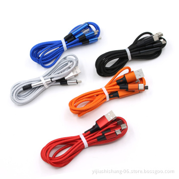 Yijiashishang 3 in 1 Multi Charger Cables Nylon Braided Multiple USB Fast Charging Cord 120cm for Phone/Micro/Type C USB Connector